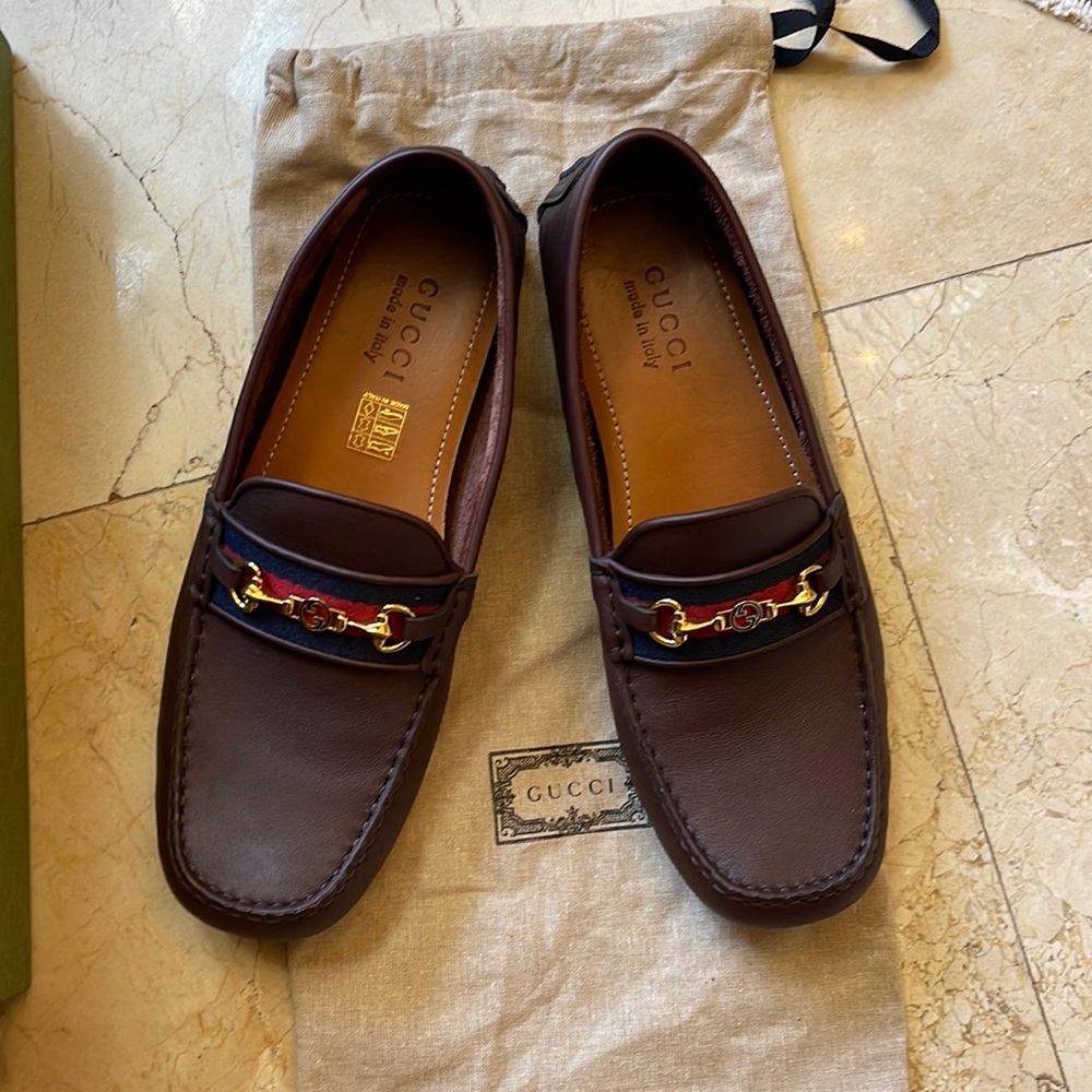 Gucci men’s driving shoes with web. $740 on Gucci site